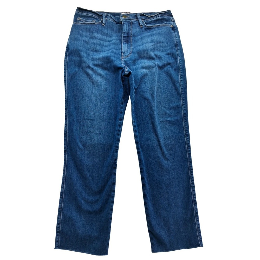 Frame Le Sylvie Slender Straight Jean Womens 31 X 26 Blue Med Wash Stretch Denim